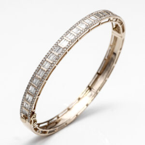 14K Gold Baguette Diamond Bangle