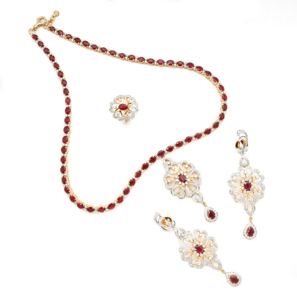 14K Gold Ruby Diamond Necklace