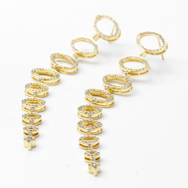 14K Gold Diamond Pave Long Earrings