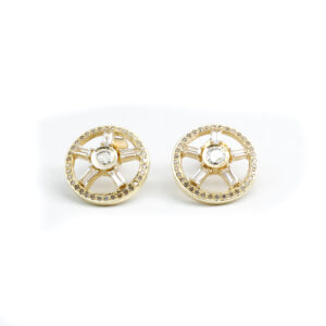 14K Gold Baguette Polki Studs