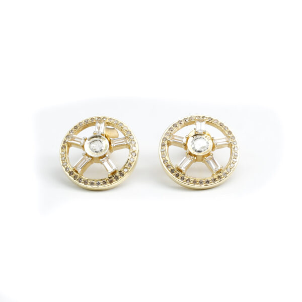 14K Gold Baguette Polki Studs