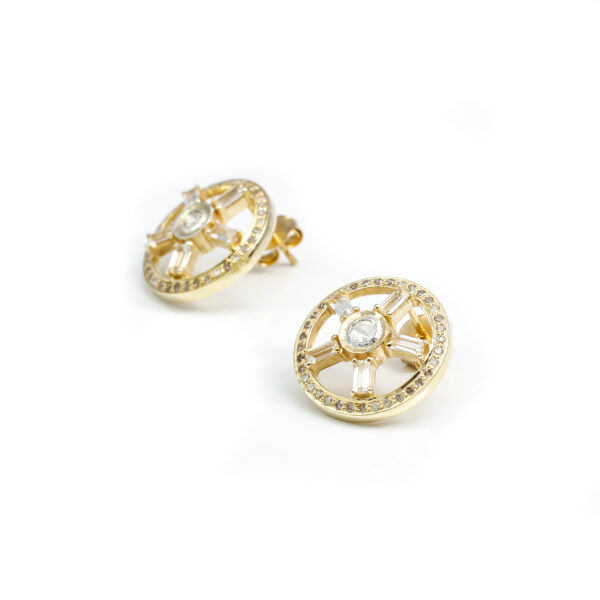 14K Gold Baguette Polki Studs