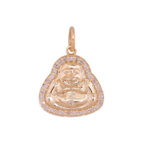 14K Gold Diamond Buddha Pendant