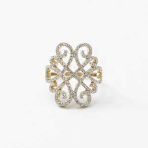 14K Yellow Gold Filigree Diamond Ring