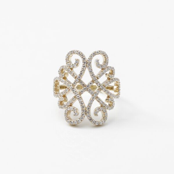 14K Yellow Gold Filigree Diamond Ring