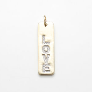 14K Gold Dog Tag Love Pendant